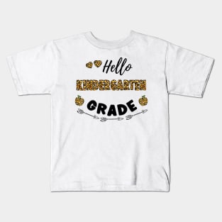 Hello Kindergarten Leopard Back To School Kids T-Shirt